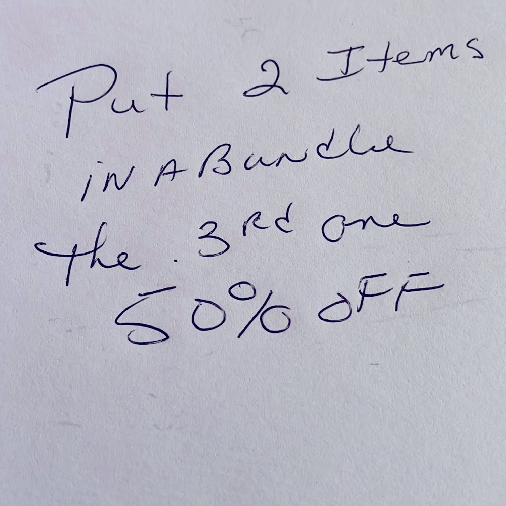 Put two items in a bundle and get 50% off third item
